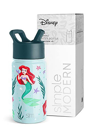 GetUSCart- Simple Modern 14oz Disney Summit Kids Water Bottle Thermos with  Straw Lid - Dishwasher Safe Vacuum Insulated Double Wall Tumbler Travel Cup  18/8 Stainless Steel -The Little Mermaid: Part of Your World
