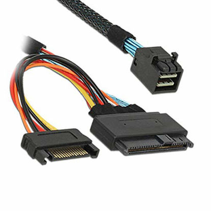 Picture of CableDeconn Internal 12G Mini SAS HD to U.2 / SFF-8643 to SFF-8639 Cable 0.5m with 15Pin SATA Power for U.2 SSD