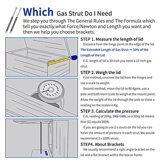 GetUSCart OTUAYAUTO 15 inch Gas Strut 200N/45Lbs Universal Lift Support for Tool Box Shock