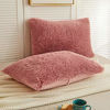 Picture of LIFEREVO 2 Pack Shaggy Plush Faux Fur Decorative Throw Pillow Cover Velvety Soft Cushion Case (Old Pink, 20"x26")