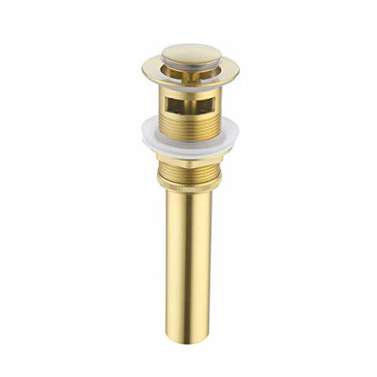 Picture of KES Sink Drain with Overflow Bathroom Pop Up Drain Stopper Assembly Vessel Sink Brushed Brass, S2007A-BZ
