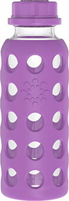 Picture of Lifefactory 9-Ounce BPA-Free Glass Water Bottle with Flat Cap and Silicone Sleeve, Grape
