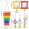 Picture of 6 Pieces Hen Chicken Toys for Coop, Chick Toys, Chicken Mirror Toy with Bells, Chicken Xylophone Toy with 8 Metal Keys, Parrot Grinding Stone, Sepak Takraw Toy, Dangling Bird Toy