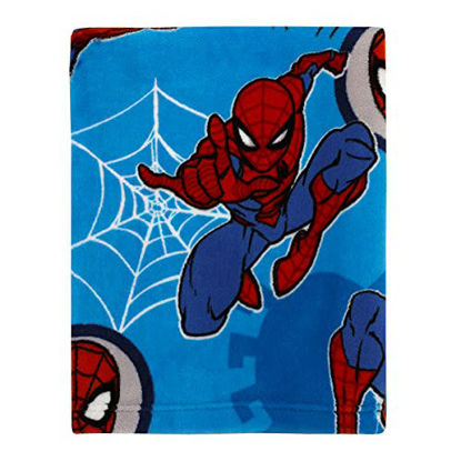 Picture of Marvel Spiderman Wall Crawler Red, White, and Blue Spider Webs Toddler Blanket