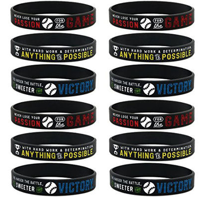 Picture of "Inkstone (12-pack) Baseball Motivational Silicone Bracelets - Wholesale Bulk Baseball Jewelry, Sports Gifts, Party Favors and Supplies "