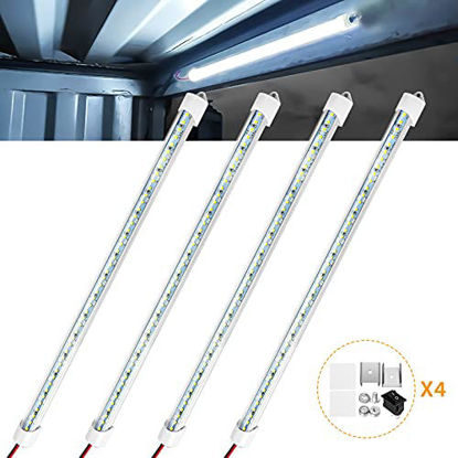 Picture of Linkstyle Interior LED Light Bar 12V 48 LEDs Interior Light Bar 6500K White LED Light Strip with DIY Switch for Car Truck Camper Van RV Cargo Boat Lorry Cabinet Enclosed Trailer Lights Fixture 4 PCS
