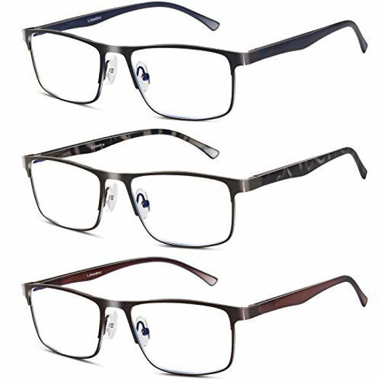 Picture of 3 Pack Business Blue light Blocking Reading Glasses for Men, 2.5 Metal Readers