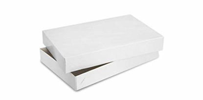 Picture of White Gloss Cardboard Apparel Decorative Gift Boxes with Lids for Clothing and Gifts 11x8.5x1.75 (20 Pack) | MagicWater Supply