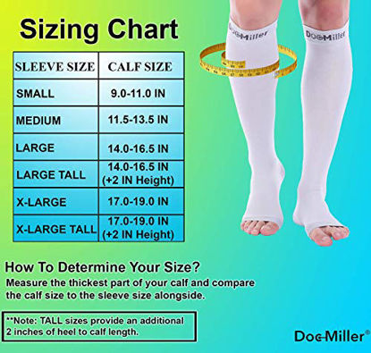 Picture of Doc Miller Open Toe Socks - 1 Pair 15-20 mmHg Moderate Compression Socks Women & Men Support Stockings Airplane Travel Shin Splints Varicose Veins Legging Medical Grade Nurses (Gray , L)