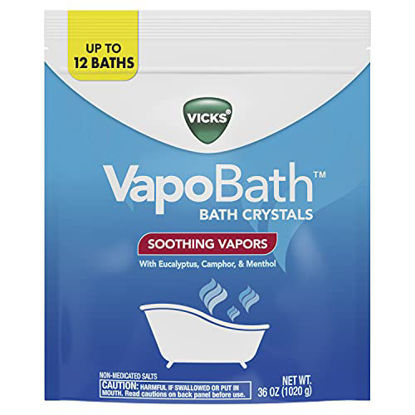 Picture of Vicks VapoBath, Bath Crystals, Bath Bomb, Non-Medicated Bath Salts, Soothing Vicks Vapors Steam Aromatherapy with Eucalyptus and Menthol, Contains Essential Oils, 36 OZ