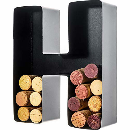 S Home Décor Black Large Wine Lover Gifts Metal Monogram Letter Housewarming Personalized Wall Art Engagement & Bridal Shower Gifts Wine Cork Holder 