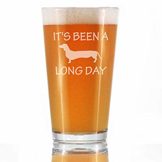 Picture of Long Day - Funny Pint Glass for Beer - Unique Dachshund Gifts for Men & Women - Fun Dachshunds Themed Decor