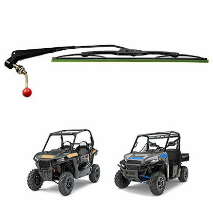 Picture of Kemimoto UTV Manual Hand Operated Windshield Wiper Assembly Compatible with Polaris Ranger RZR 900 1000 General, compatible with Can am Maverick X3 Commander Defender Pro