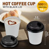 Picture of [100 Pack] 8 Oz Disposable White Paper Cups with Black Lids - On the Go Hot and Cold Beverage All-Purpose Sampling Portion Cup for Coffee, Espresso, Cortado, Latte, Cappuccino and Tea, Food Grade Safe