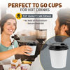 Picture of [100 Pack] 8 Oz Disposable White Paper Cups with Black Lids - On the Go Hot and Cold Beverage All-Purpose Sampling Portion Cup for Coffee, Espresso, Cortado, Latte, Cappuccino and Tea, Food Grade Safe