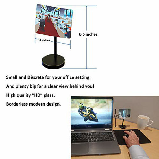 GetUSCart Desk and Cubicle Mirror to See Behind You, Black Stand with