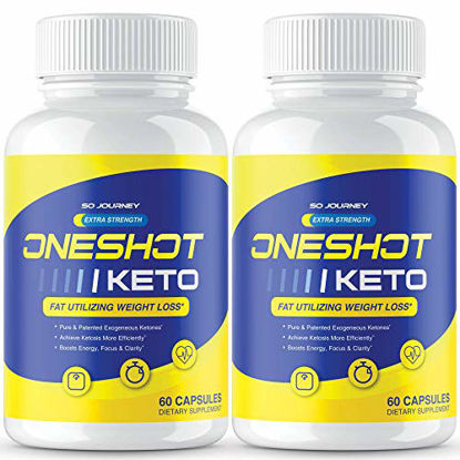 Picture of (2 Pack) One Shot Keto Pills Oneshot Keto Fat Advanced Weight 1 Shot Formula Supplement As Seen on TV, Exogenous Ketones for Rapid Ketosis (120 Capsules)