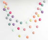 Picture of "Rainbow Sorbet" Adjustable Handmade Felt Ball Garland by Sheep Farm Felt- Pastel Pom Pom Garland. 28 felt balls. 7 feet long