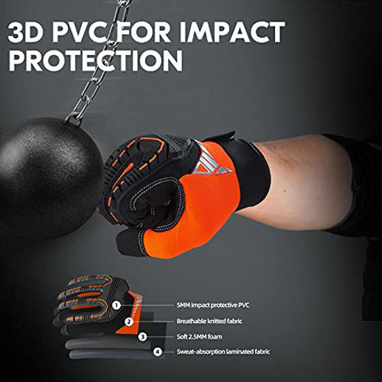 GetUSCart Vgo 1Pair Safety Work Gloves, Mechanics Gloves, Impact