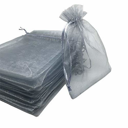 Picture of 50PCS 12x16 Inches Organza Gift Bags with Drawstring Gift Packaging Big Bags - Large (Grey)