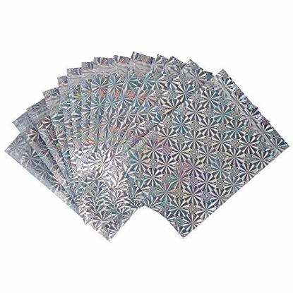 Picture of 100 Pack Smell Proof Bags - Various Size Reclosable Mylar Bags Resealable Clear Ziplock Holographic Rainbow Color (Snowflake, 13x18cm(5x7"))
