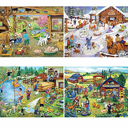 Picture of Bits and Pieces - 500 Piece Jigsaw Puzzle for Adults - On The Farm 4-in-1 Multi-Pack Set - 500 pc Jigsaw by Artist Sandy Rusinko