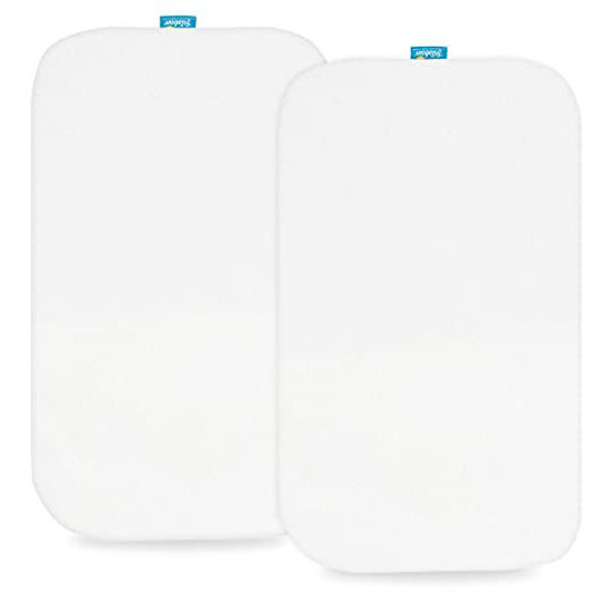 Picture of 100% Organic Cotton Bassinet Sheets Compatible with Mika Micky Bedside Sleeper, 2 Pack, Ultra Soft Bassinet Sheet for Baby, White