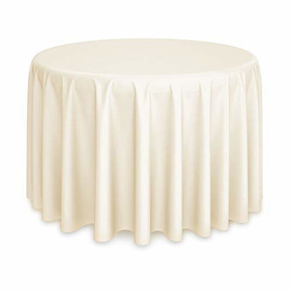 Picture of Lann's Linens - 132" Round Premium Tablecloth for Wedding / Banquet / Restaurant - Polyester Fabric Table Cloth - Ivory