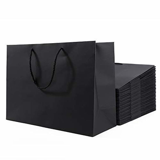 Picture of 10 Pack Extra Large Gift Bags | 16x6x12 Inch Black Gift Bags, Gift Bags for Men, Wedding Gift Bags, Black Paper Bags