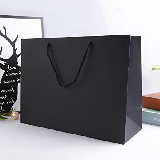 GetUSCart 10 Pack Extra Large Gift Bags 16x6x12 Inch Black Gift Bags