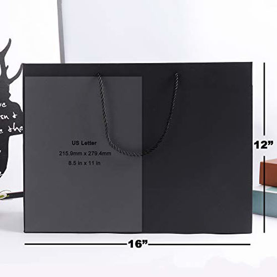 Getuscart 10 pack extra large gift bags 16x6x12 inch black gift bags