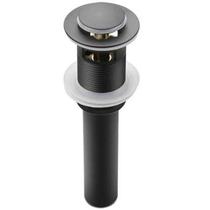 Picture of Pop Up Drain Stopper with Overflow, Bathroom Lavatory Vanity Vessel Sink Drain, Black