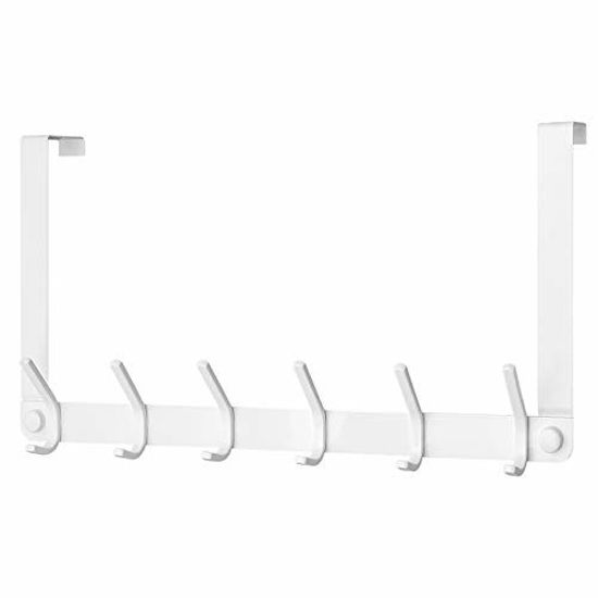 GetUSCart- VXAR Over The Door Hook Hanger Heavy Duty Stainless Steel Coat  Rack Long Arms for Hanging Towel Clothes Robes Bag Purse Bathroom Bedroom 6  Hooks White 1P