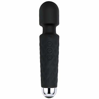 Picture of Therapeutic Mini Wand Massager, Rechargeable Personal Handheld Electric Cordless Body Massage Wand Powerful Vibrate Waterproof Wand - 20 Pulsation 8 Speed (Black)