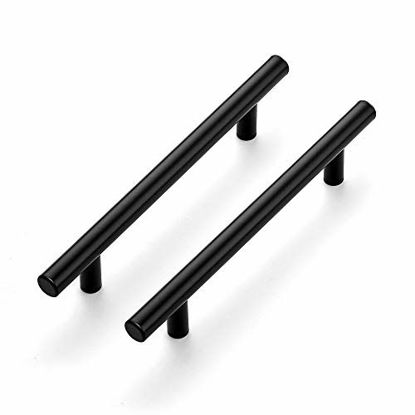 Picture of 15 Pack 7.38'' Cabinet Pulls Matte Black Stainless Steel Kitchen Cupboard Handles Cabinet Handles 5 Hole Center