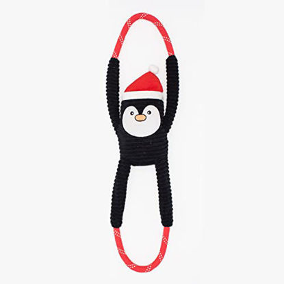 Picture of ZippyPaws - Holiday RopeTugz, Squeaky and Plush Rope Tug Dog Toy - Penguin