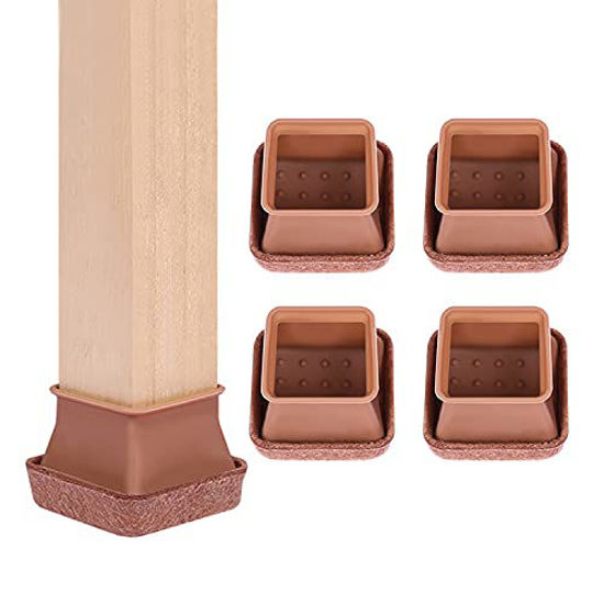 GetUSCart- Ezprotekt 24 Pack Chair Leg Cups Floor Protectors with Thicken Felt  Pads, Silicone Furniture Pads Desk Foot Cups Hardware Floor Protection, Fit Furniture  Feet Diameter from 30mm to 40mm, Square Brown