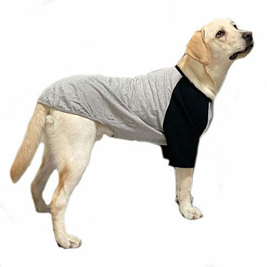Picture of Lucky Petter Pet Clothes for Dog Cat Puppy Raglan T-Shirts Durable and Elastic Dog Shirt Apparel Outfits (4X-Large, Gray/Black)
