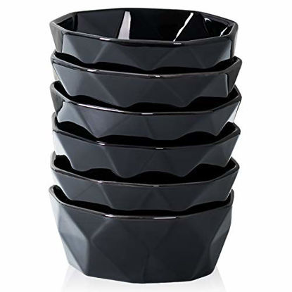 Picture of Delling 6 OZ Souffle Dishes Set - Ceramic Black Souffle Dish - Dessert/Snack Bowls for Kitchen, Souffle, Pudding, Creme Brulee, Ice Cream, Snack - Bowls Set of 6 Oven Safe