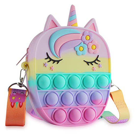 Small dreamy pink purple unicorn wallet purse convertible gold chain  wristlet | eBay