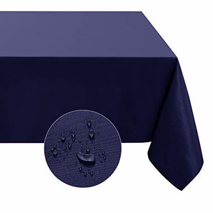 Picture of Softalker Rectangle Tablecloth Waterproof & Stain Resistant Table Cloth Wrinkle Free Fabric Washable 210GSM Polyester Table Cover for Dining/Party/Buffet/Wedding (60x84 inch, Navy Blue)