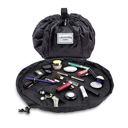 Picture of Lay-n-Go Cosmo Drawstring Makeup Organizer Cosmetic & Toiletry Bag for Travel, Gifts, and Daily Use with a Durable Patented Design, 20 inch, Black