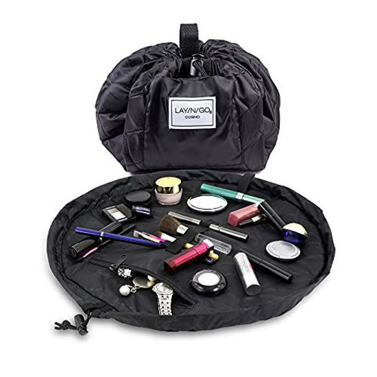 Picture of Lay-n-Go Cosmo Drawstring Makeup Organizer Cosmetic & Toiletry Bag for Travel, Gifts, and Daily Use with a Durable Patented Design, 20 inch, Black
