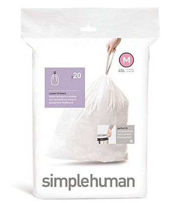 Picture of Simplehuman Bin Trash Can Bags Liners New 45l Litres Size M Box Pack of 20
