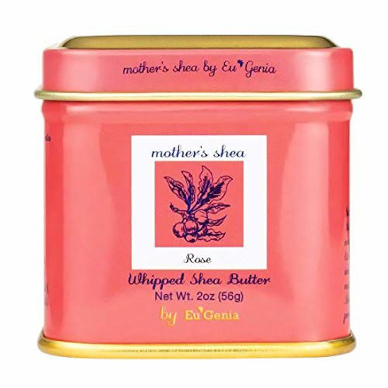 Picture of Mother's Shea by Eu'Genia Shea Butter (Rose, 2 Oz Tins - Set of 3) 100% Pure Raw Unrefined African Shea - Organic, Sustainably-Sourced Ingredients - Natural Skin & Hair Care