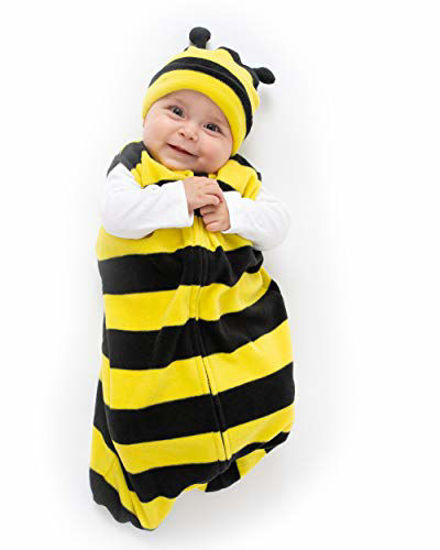 Picture of Baby Fleece Sleep Sack - Infant Wearable Blanket Newborn Swaddle Sleepbag & Hat