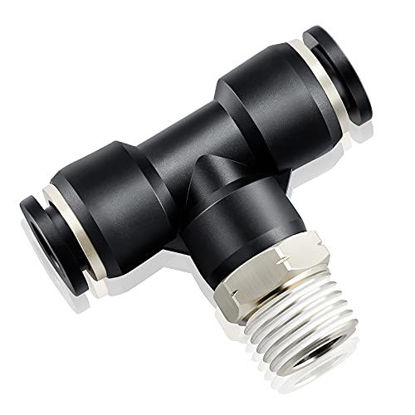 Picture of TAILONZ PNEUMATIC Male Branch Tee 3/8 Inch Tube OD x 1/4 Inch NPT Thread Push to Connect Fittings PT-3/8-N2 (Pack of 10)