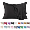 Picture of Mulberry Silk Pillowcase for Hair and Skin,Cooling Silk Pillow Case with Hidden Zipper,Allergen Proof Dual Sides Soft Breathable Smooth Both Sided Silk Pillow Cover.(20"x 36",1 Pcs,Black)