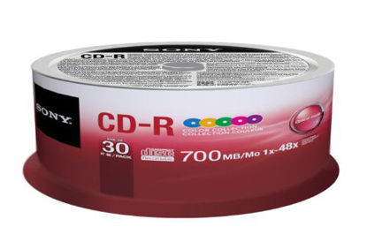 Picture of Sony 30CDQ80XP CD-R 48X 80 min/700MB Color Spindle Compact Disc, 30-Pack