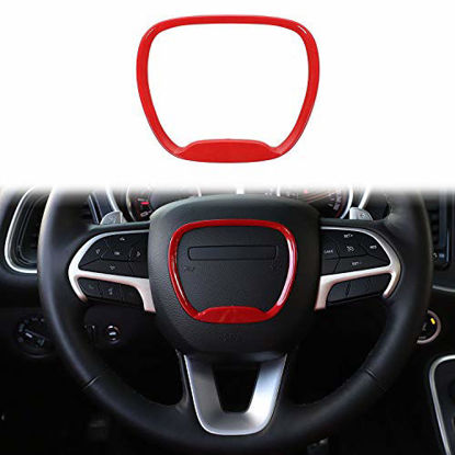 Voodonala for Challenger Charger Steering Wheel Trim for 2014-2020 Jeep Grand Cherokee SRT8 for 2015-2020 Dodge Challenger Charger Black & Red 1pc 